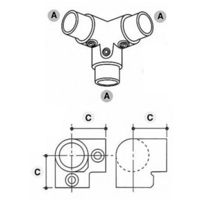 Key Clamp 3 Way 90 Degree Elbow