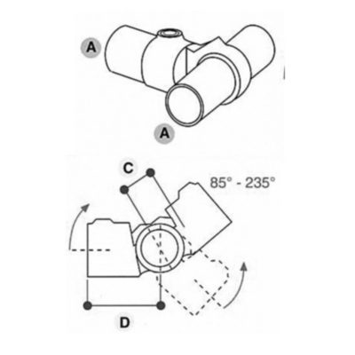 Key Clamp 148 Short Swivel Inline Tee