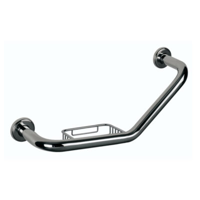 Bisk Angled Grab Bar With Soap Basket  457mm