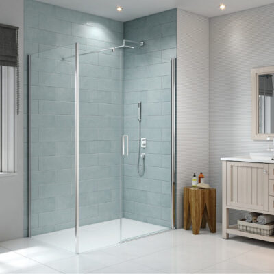 Merlyn 8 Series Frameless Pivot Shower Door and Inline Panel